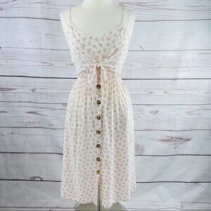 Mimi Chica pink floral summer sundress tie front pockets